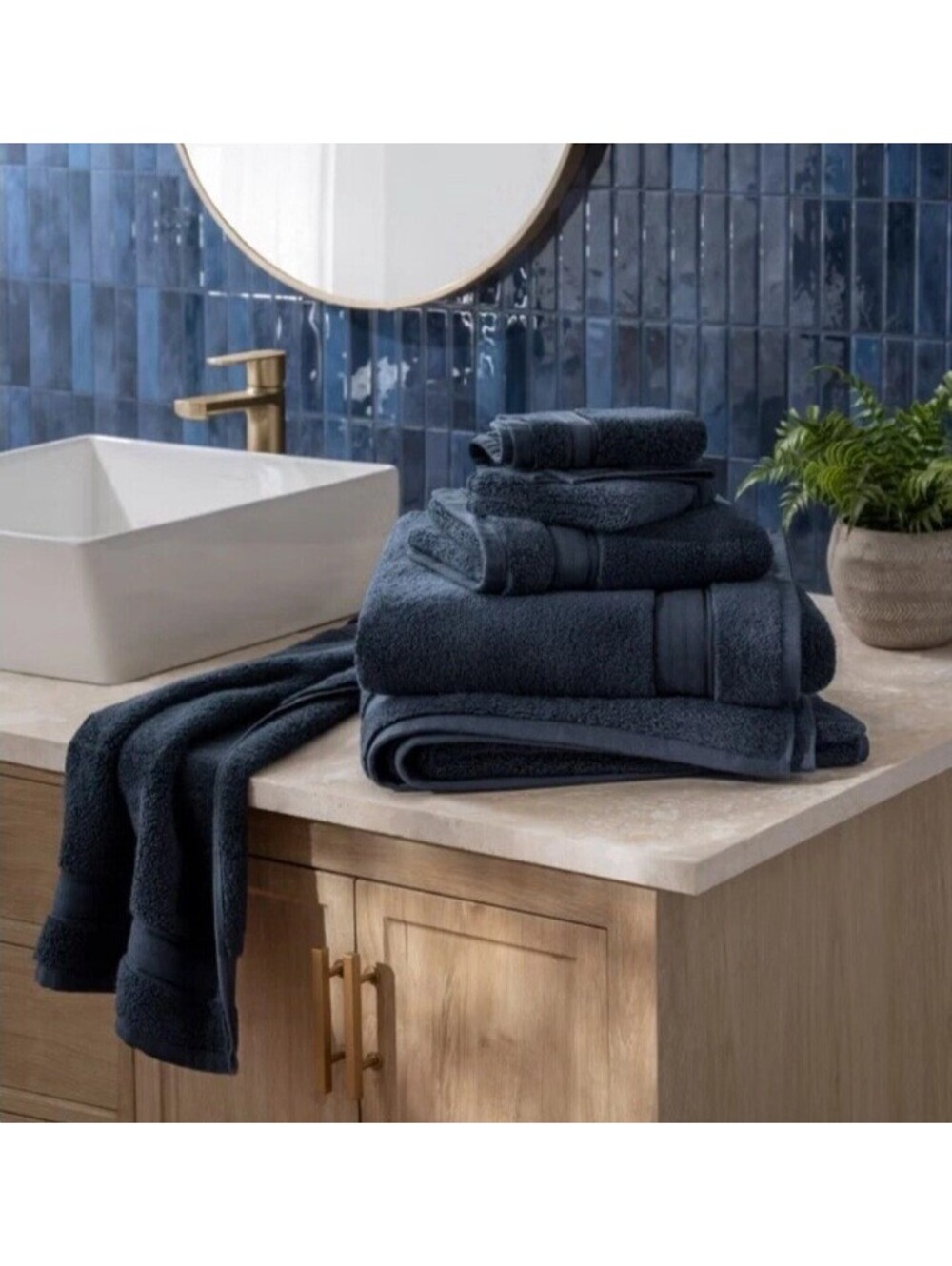 Purely Indulgent 100% Egyptian Cotton Towels, 6-piece Set Black Iris NEW